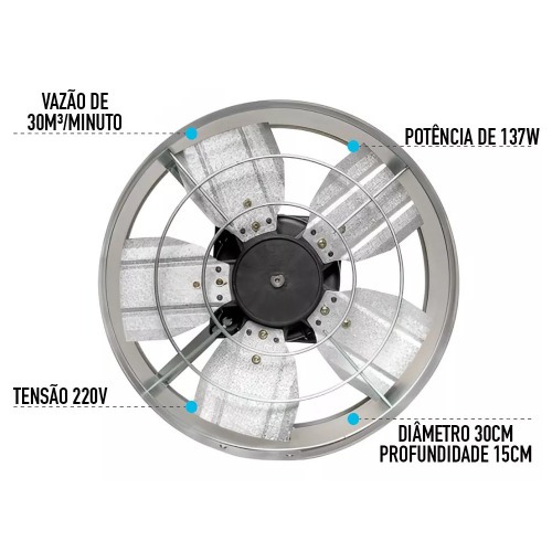 Exaustor axial 30 cm linha comercial - EX30  220V
