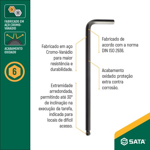 Chave allen hexagonal abaulada 10 mm - ST84710L Chave allen hexagonal abaulada 10 mm - ST84710L