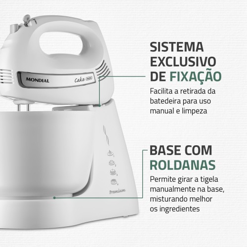 Batedeira 500 watts 4 velocidades branca Cake - B-50-W  110V