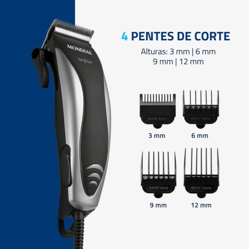 M�quina de cortar cabelo com 4 pentes e acess�rios Hair Stylo - CR-02  110V