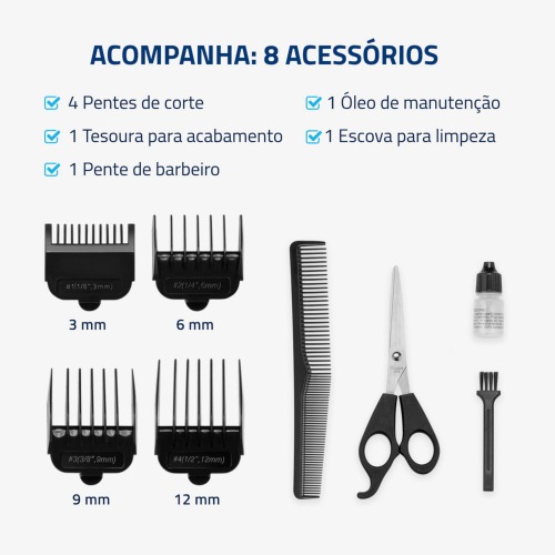 M�quina de cortar cabelo com 4 pentes e acess�rios Hair Stylo - CR-02  110V