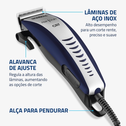 M�quina de cortar cabelo com 4 pentes e acess�rios Hair Stylo - CR-07  110V