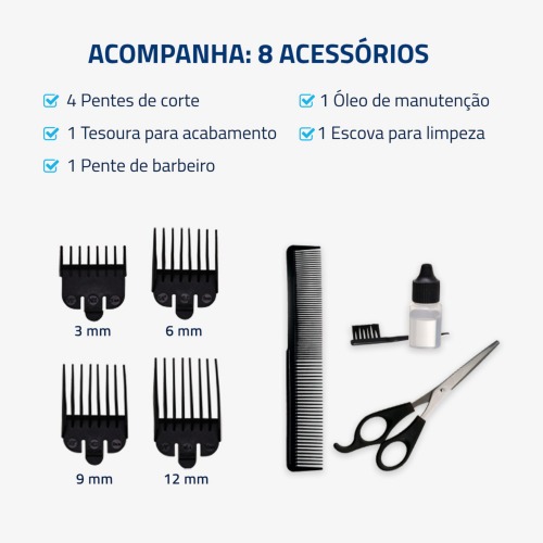 M�quina de cortar cabelo com 4 pentes e acess�rios Hair Stylo - CR-07  110V