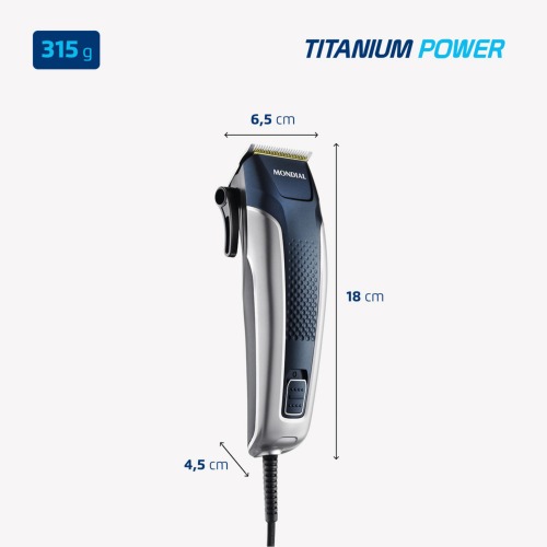 M�quina de cortar cabelo com maleta e acess�rios Titanium Power - CR-09M  110V