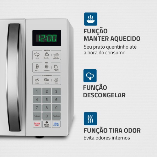 Micro-ondas 34 litros 1400W 10 níveis de potência - MO-02-34-W 110V Micro-ondas 34 litros 1400W 10 níveis de potência - MO-02-34-W 110V
