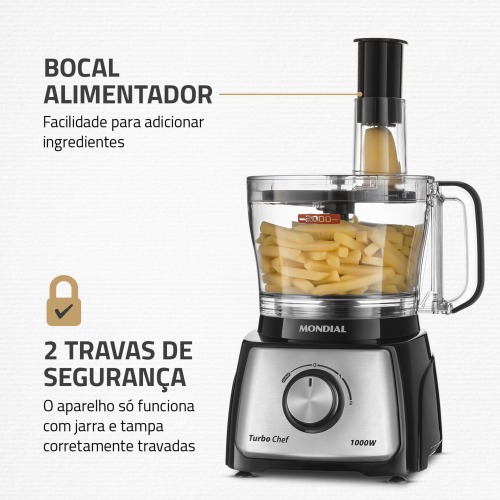 Multiprocessador de alimentos 1.000W 9 em 1 Turbo Chef - MPN-01-BF  220V