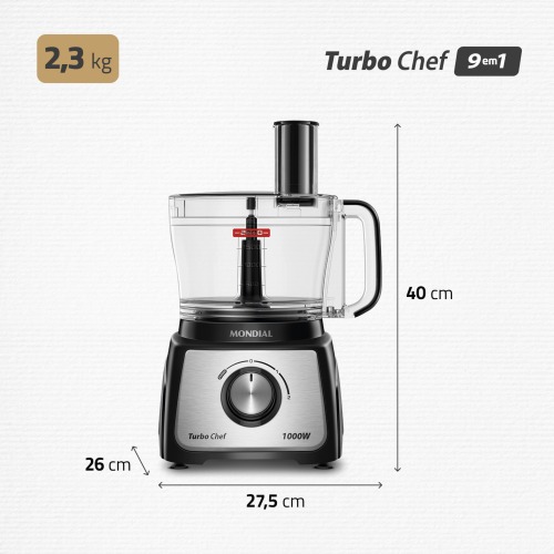 Multiprocessador de alimentos 1.000W 9 em 1 Turbo Chef - MPN-01-BF  220V