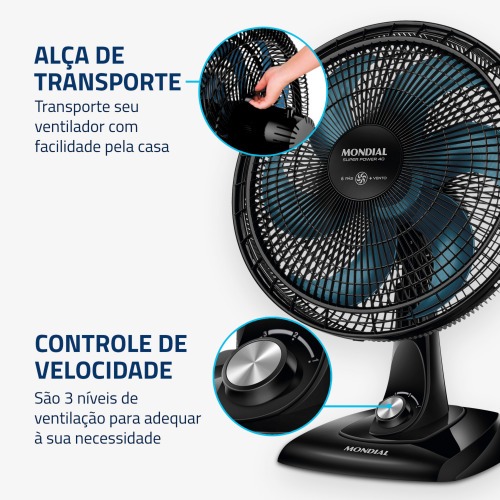Ventilador de mesa 40 cm 6 p�s com 3 velocidades - VSP-40-AP  110V