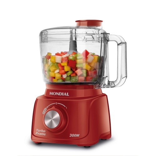 Mini Processador de alimentos 300 watts vermelho Turbo Pratic - MP-16-R  110V