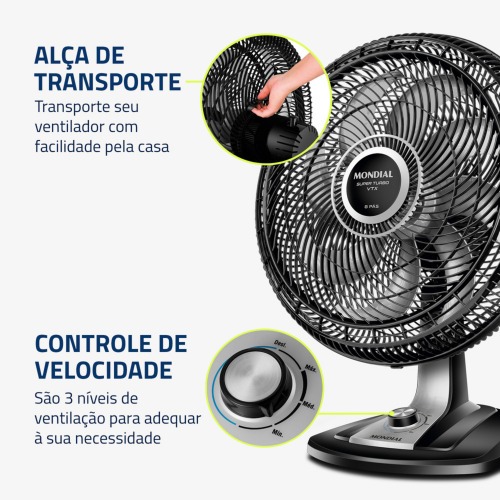 Ventilador de mesa 50 cm 8 p�s 3 velocidades Turbo - VTX-50-8P  110V