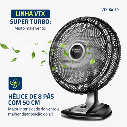 Ventilador de mesa 50 cm 8 p�s 3 velocidades Turbo - VTX-50-8P  110V