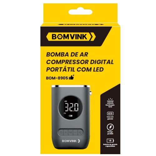 Mini Compressor de Ar port�til digital recarreg�vel 150 PSI - BOM-8905
