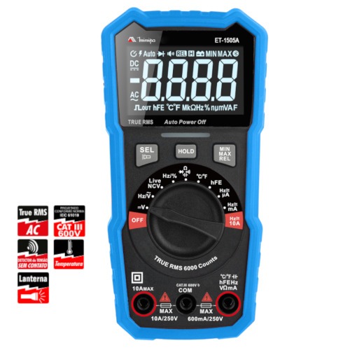 Mult�metro digital port�til True RMS CAT III 600V - ET-1505A