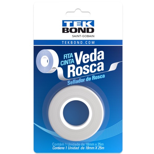 Fita veda rosca 18 mm x 25 metros Blister Fita veda rosca 18 mm x 25 metros Blister