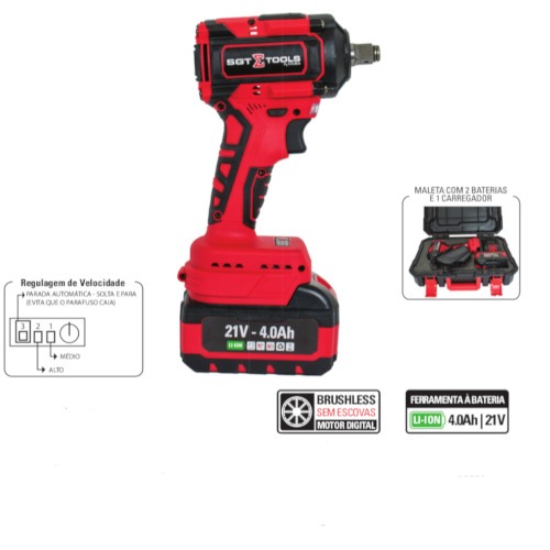 Chave de impacto a bateria 21V 4Ah 1/2 Chave de impacto a bateria 21V 4Ah 1/2