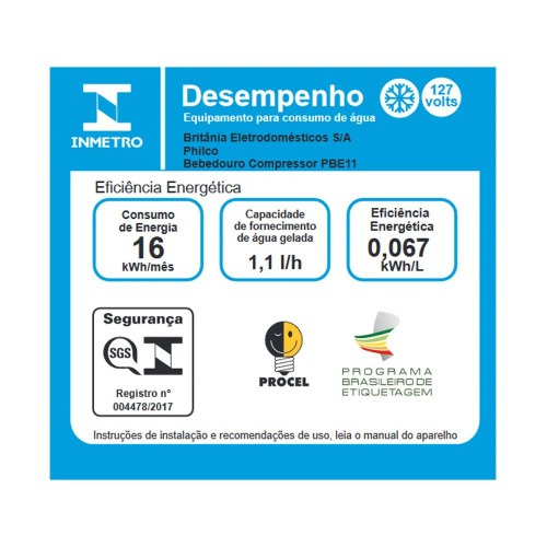 Bebedouro de mesa refrigerado por compressor branco - PBE11  110V