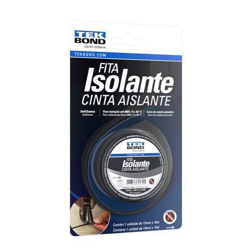 Fita isolante antichama 19 mm x 5 m preta