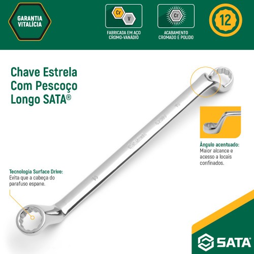 Chave estrela angulada 75� 12mm X 13mm a�o cromo van�dio - ST42216G