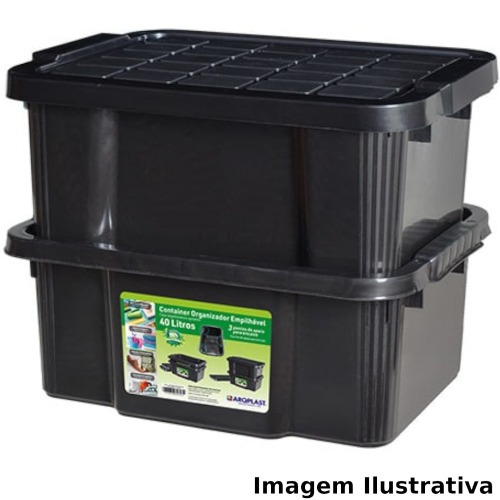 Caixa organizadora com tampa 40 litros empilh�vel - 25888
