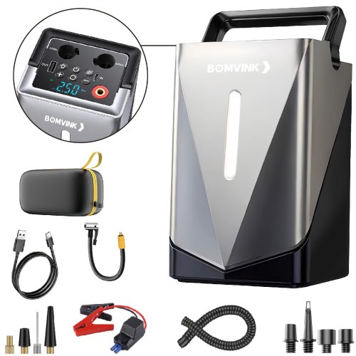 Auxiliar de partida port�til a bateria com compressor integrado e acess�rios - BOM-8910