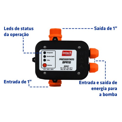 Bomba pressurizadora 370 watts 1998L/H - BFP370  220V