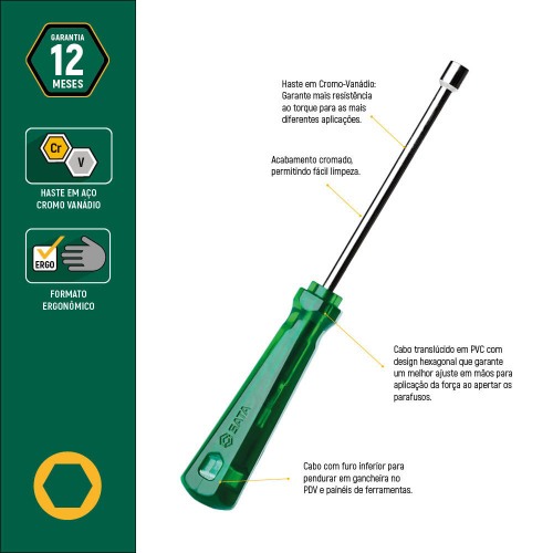 Chave canh�o 10 x 125 mm a�o cromo van�dio - ST61451