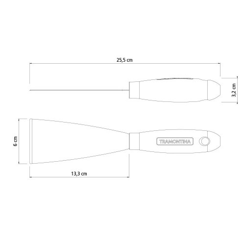 Esp�tula r�gida 6 cm em a�o com cabo de madeira