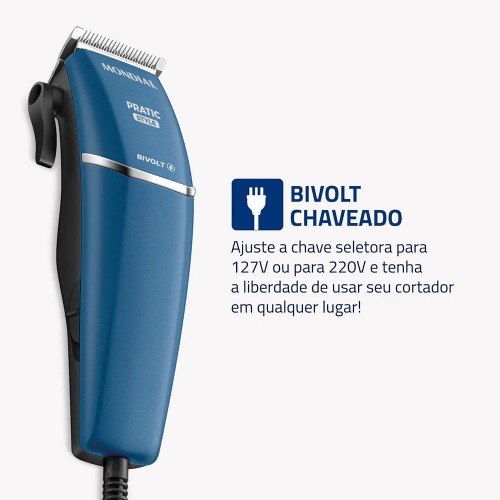 Máquina de cortar cabelo e barba com 8 acessórios Pratic Style - CR-10-BI 110V/220V Máquina de cortar cabelo e barba com 8 acessórios Pratic Style - CR-10-BI 110V/220V