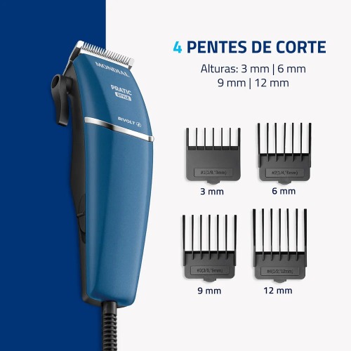 Máquina de cortar cabelo e barba com 8 acessórios Pratic Style - CR-10-BI 110V/220V Máquina de cortar cabelo e barba com 8 acessórios Pratic Style - CR-10-BI 110V/220V