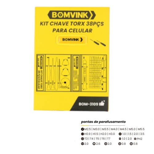 Jogo de bits e chaves de precis�o para celular 38 pe�as com estojo - BOM-3109