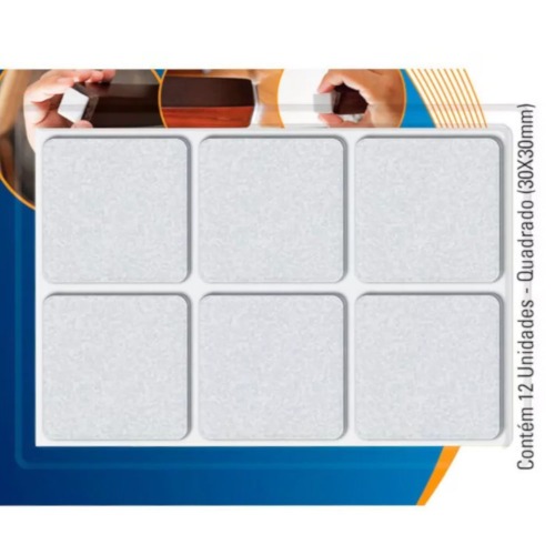 Feltro protetor adesivo quadrado 22 mm branco com 16 unidades Feltro protetor adesivo quadrado 22 mm branco com 16 unidades