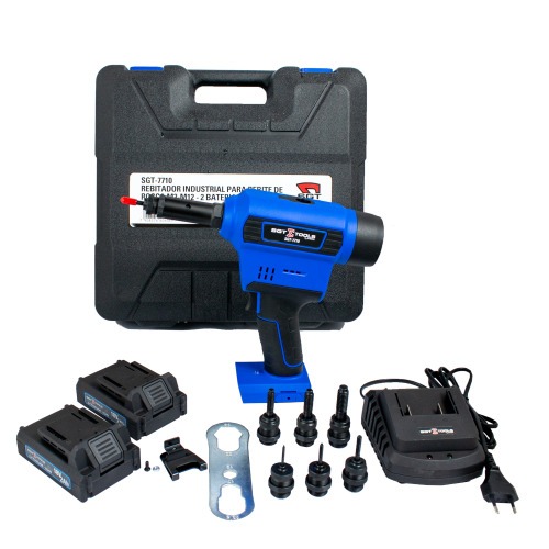 Rebitador industrial a bateria 18V 2Ah para rebite de rosca M3 - M8 - SGT-7710  110V/220V