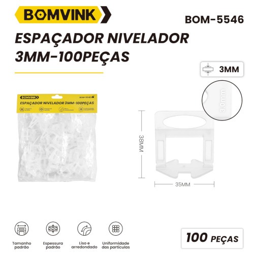 Espa�ador e nivelador para piso 3,0 mm com 100 pe�as - BOM-5546