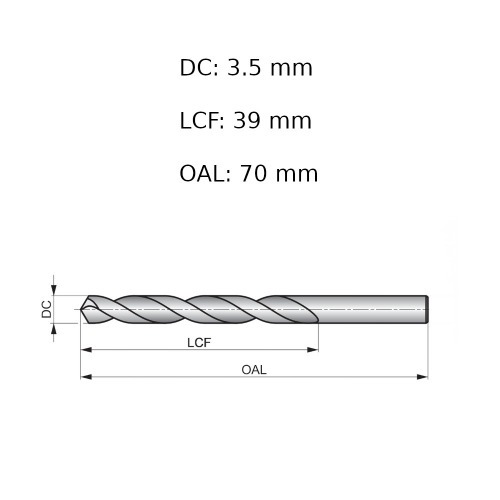 Broca de a�o r�pido para metal 3,5 mm DIN 338 - A1143.5B