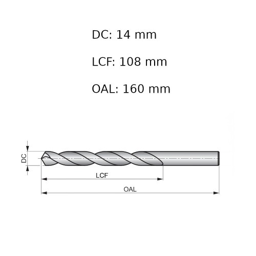 Broca de a�o r�pido para metal 14 mm DIN 338 - A11414.0B