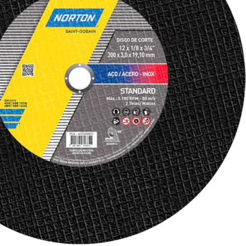 Disco de corte para metal e inox 12