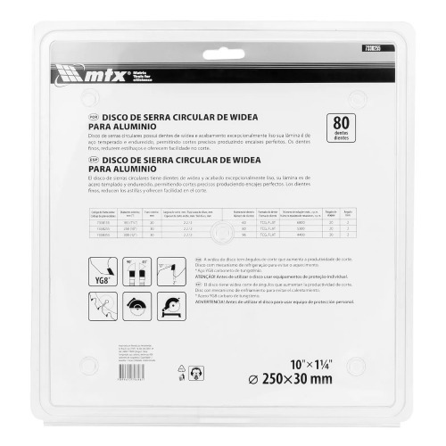 Disco de serra para alum�nio 250 x 30 mm 80 dentes - 7338255