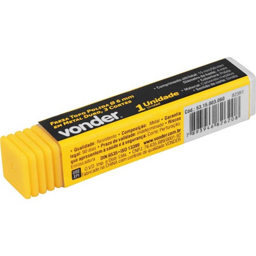 Fresa topo 6,0 mm com metal duro com 3 cortes