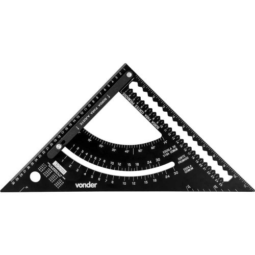 Esquadro triângular de alumínio 300 mm com goniômetro Esquadro triângular de alumínio 300 mm com goniômetro