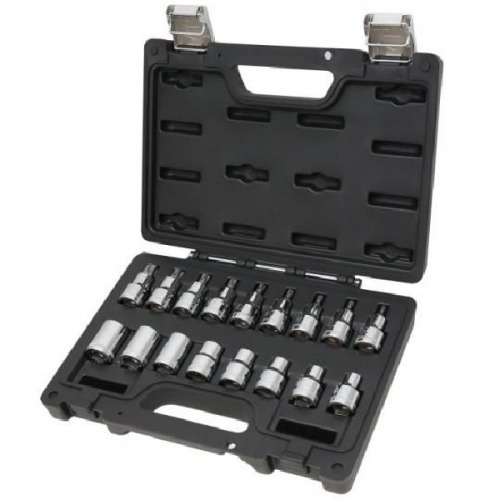 Jogo de soquete hexalobular E10 a E24 / T20 a T60 encaixe 1/2