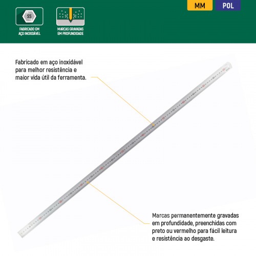 Escala m�trica em a�o inoxid�vel 300 mm - ST91402