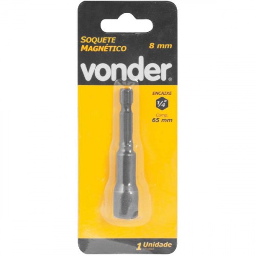 Soquete magn�tico sextavado 8 mm x 65 mm encaixe 1/4'' - 30.39.000.080
