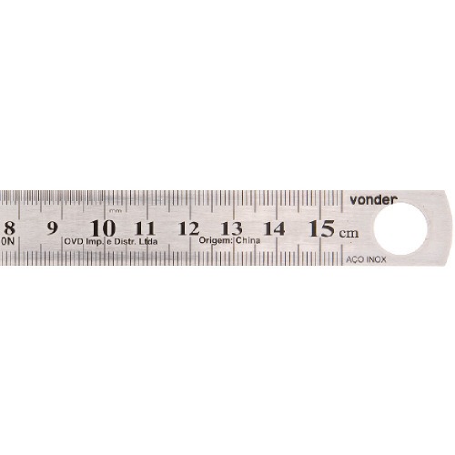 Escala métrica em aço inoxidável 150 mm Escala métrica em aço inoxidável 150 mm
