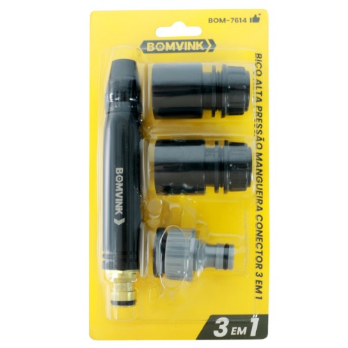 Esguicho pl�stico para mangueira com 3 acess�rios - BOM-7614