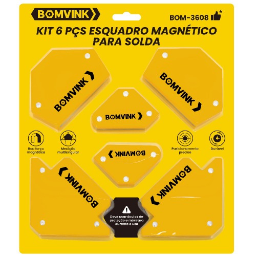 Esquadro magn�tico para solda capacidade 4 e 11 kg com 6 pe�as - BOM-3608