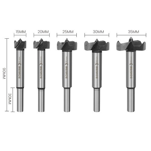 Jogo de broca forstner para madeira 15 a 35 mm com 5 peças - BOM-5029 Jogo de broca forstner para madeira 15 a 35 mm com 5 peças - BOM-5029