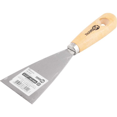 Espátula de aço laminado 63 mm com cabo de madeira Espátula de aço laminado 63 mm com cabo de madeira