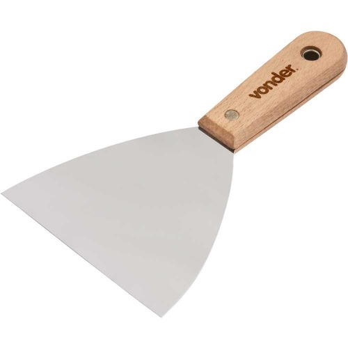 Espátula aço inox 120 mm com cabo de madeira Espátula aço inox 120 mm com cabo de madeira
