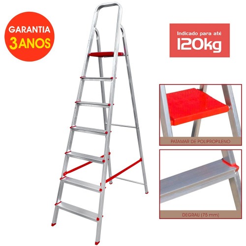 Escada de alum�nio 7 degraus residencial - ESC0066