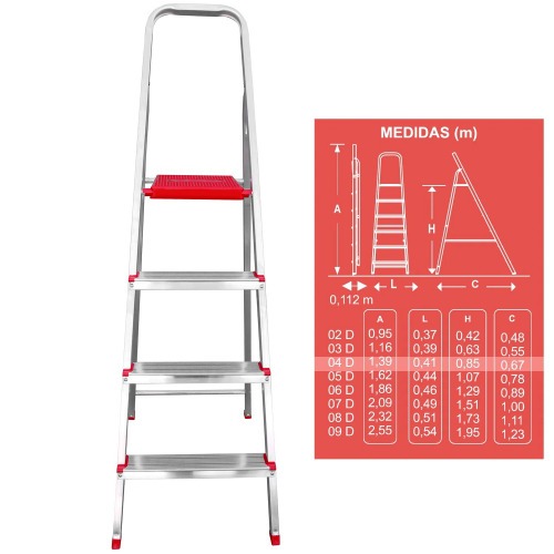 Escada de alumínio 4 degraus residencial - ESC0063 Escada de alumínio 4 degraus residencial - ESC0063